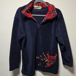 Ramblers Bagpipes Fleece Pullover Size XS Scottish Zipper Quarter Zip Tartan